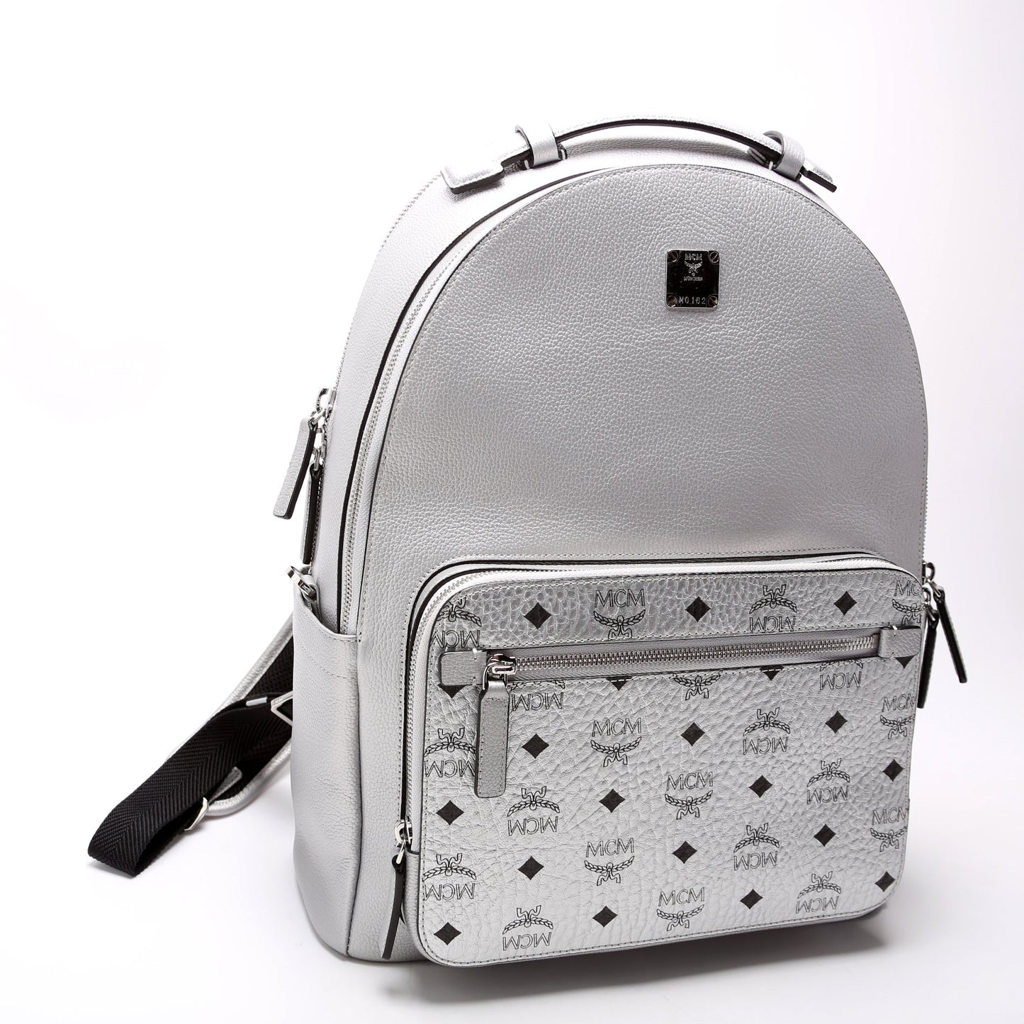 Stark Metallic Backpack Medium Leather/Visetos Silver