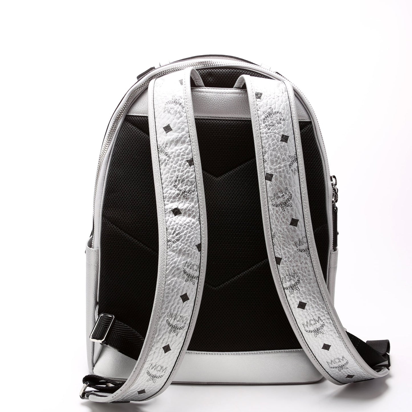 Stark Metallic Backpack Medium Leather/Visetos Silver