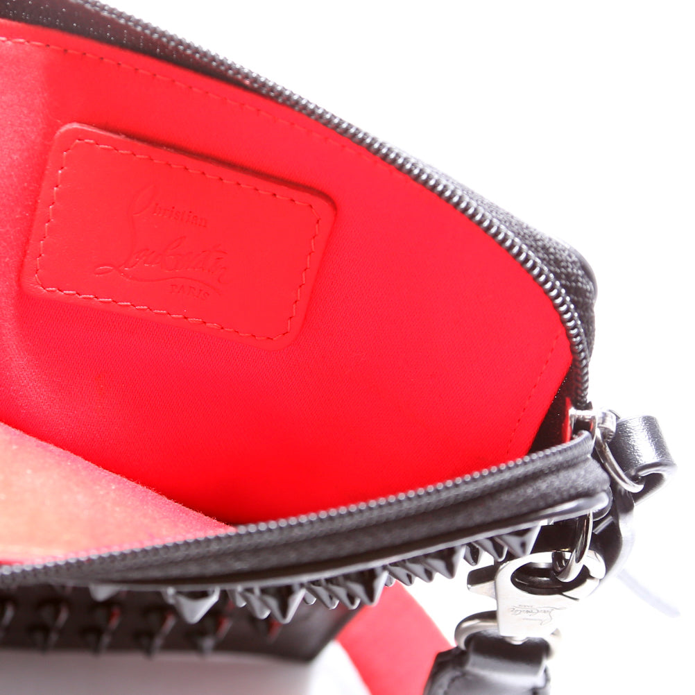 Loubilab Spikes Calfskin Phone Pouch Crossbody Black