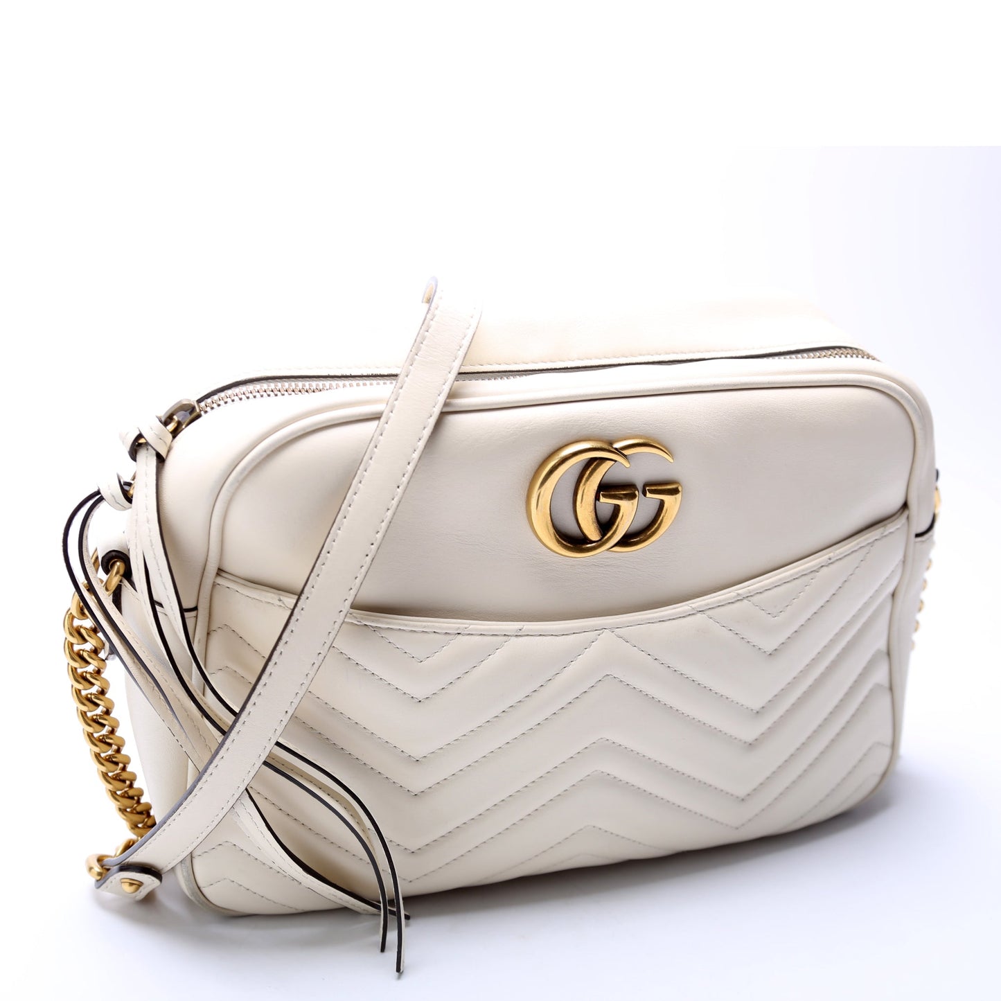 443499 GG Marmont Medium Chain Bag Cream
