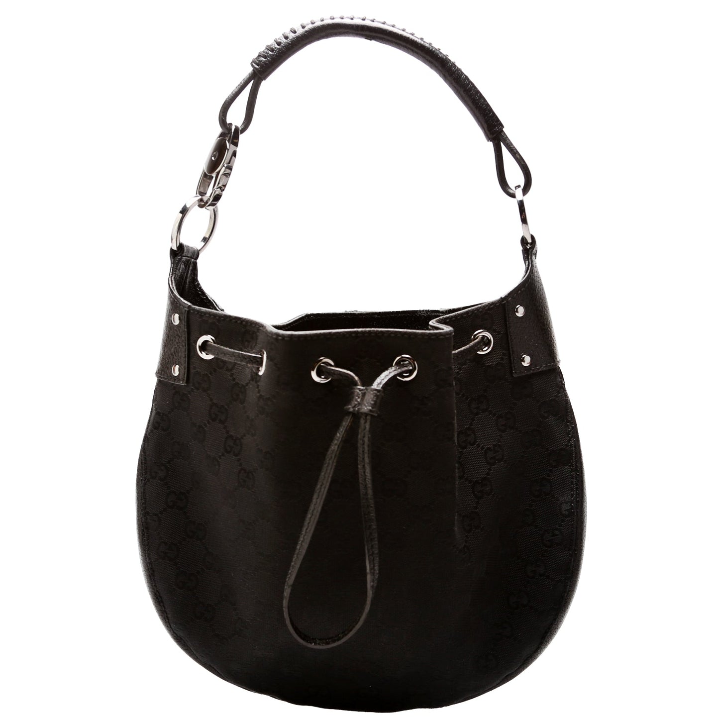 115006 GG Canvas Small Drawstring Hobo Black