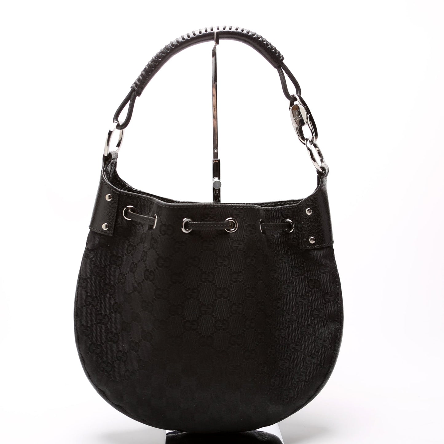115006 GG Canvas Small Drawstring Hobo Black