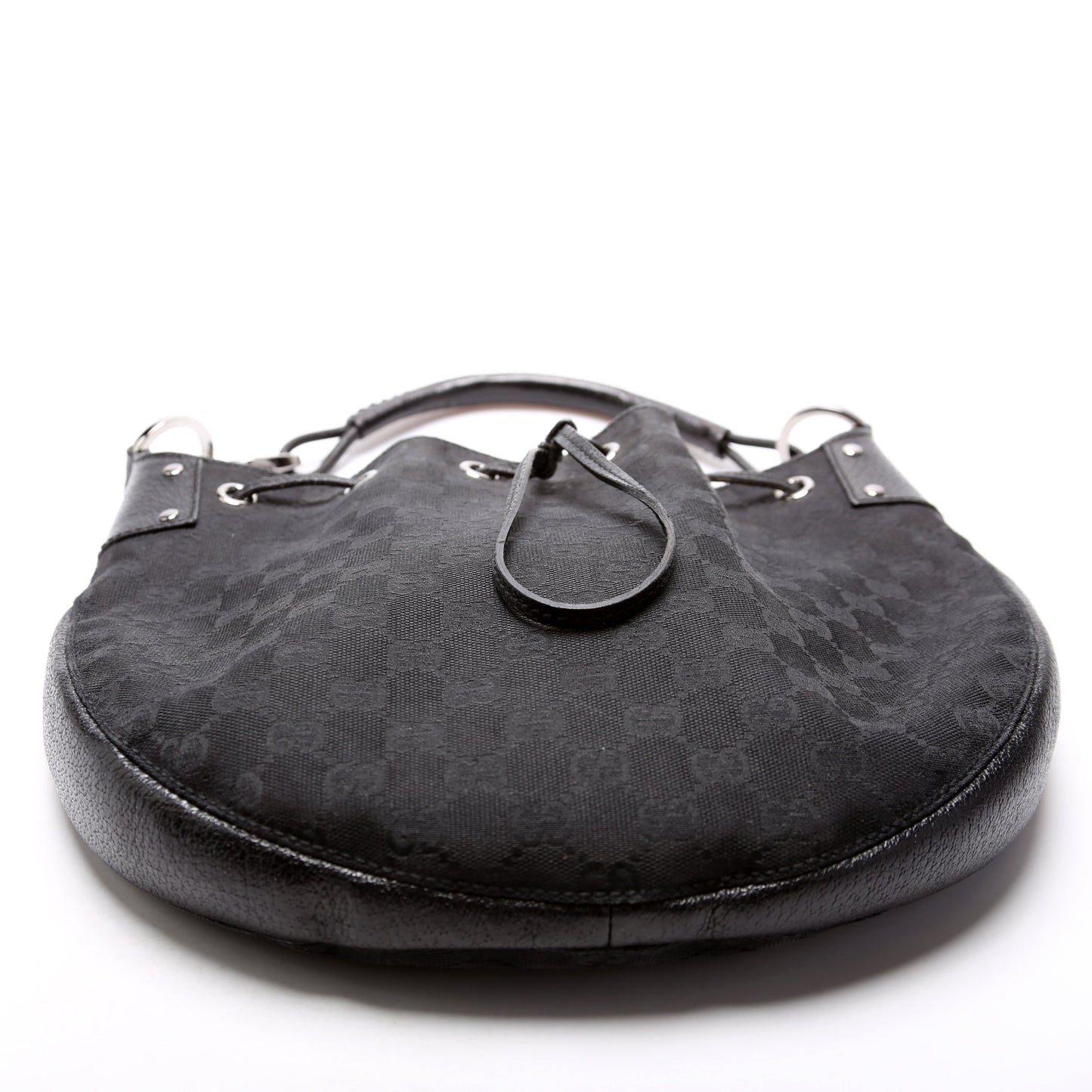 115006 GG Canvas Small Drawstring Hobo Black