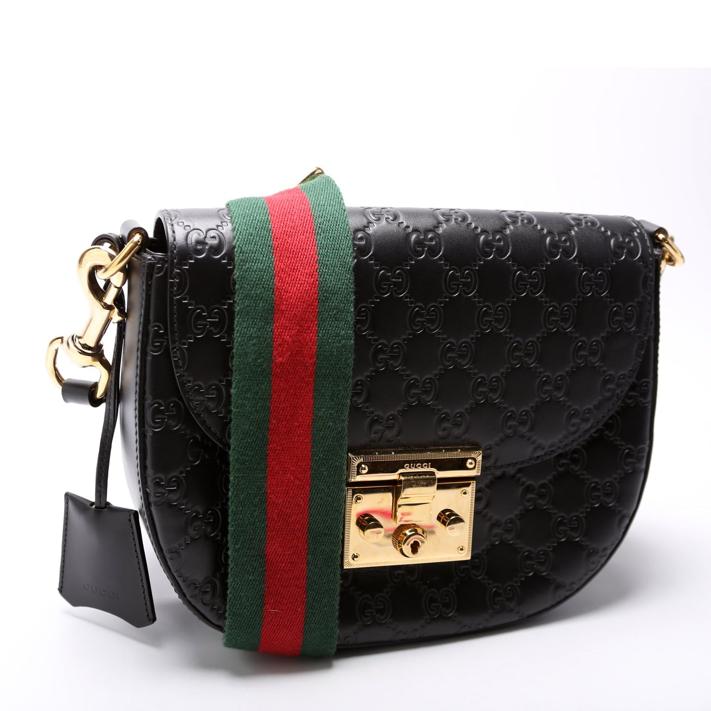453189 Padlock Guccissima Medium Messenger Black