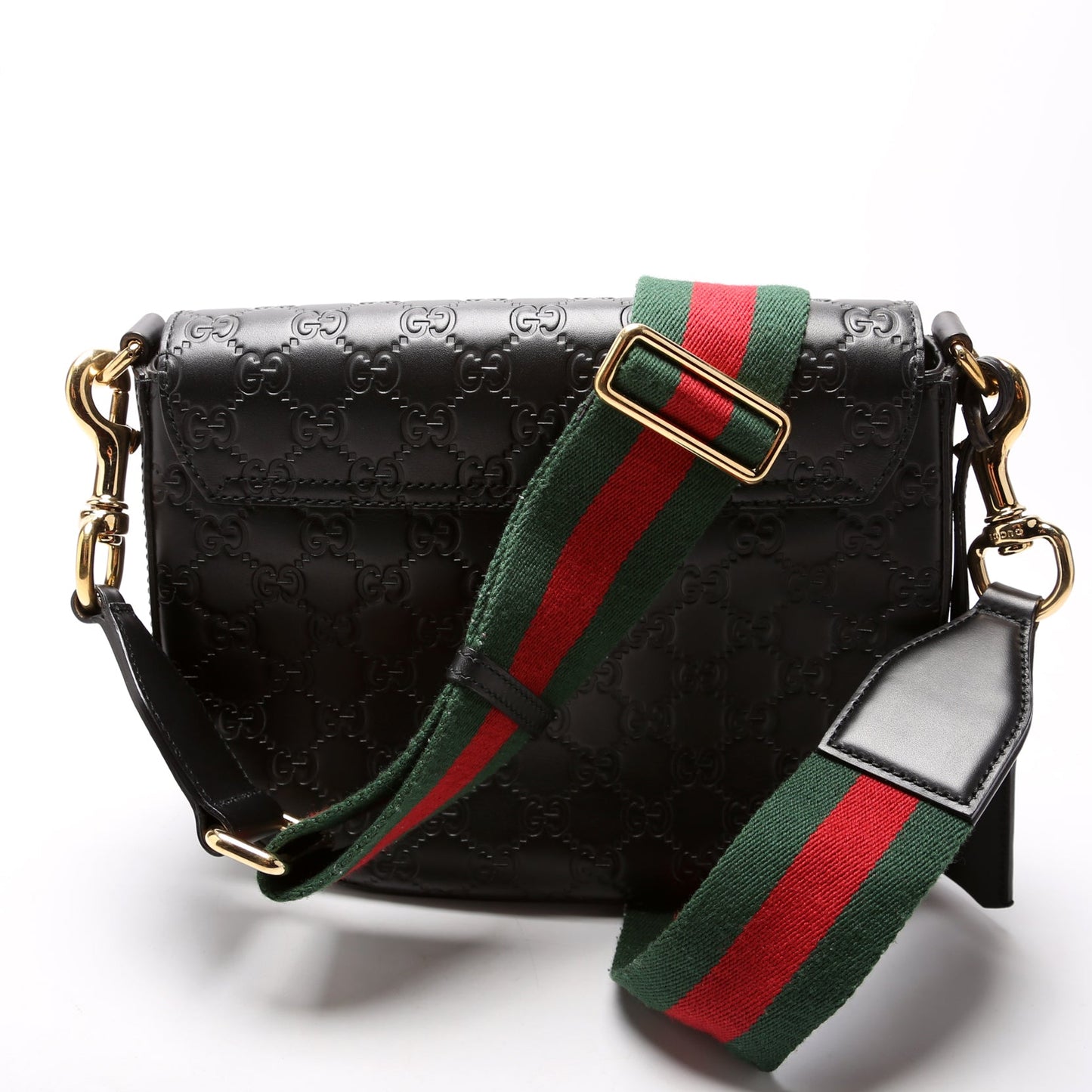 453189 Padlock Guccissima Medium Messenger Black
