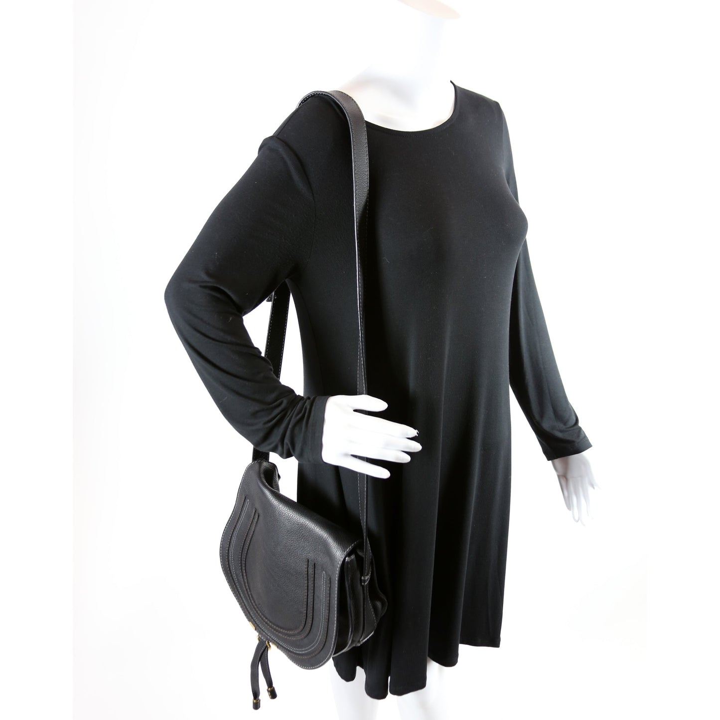 Marcie Saddle Bag Crossbody Medium Black