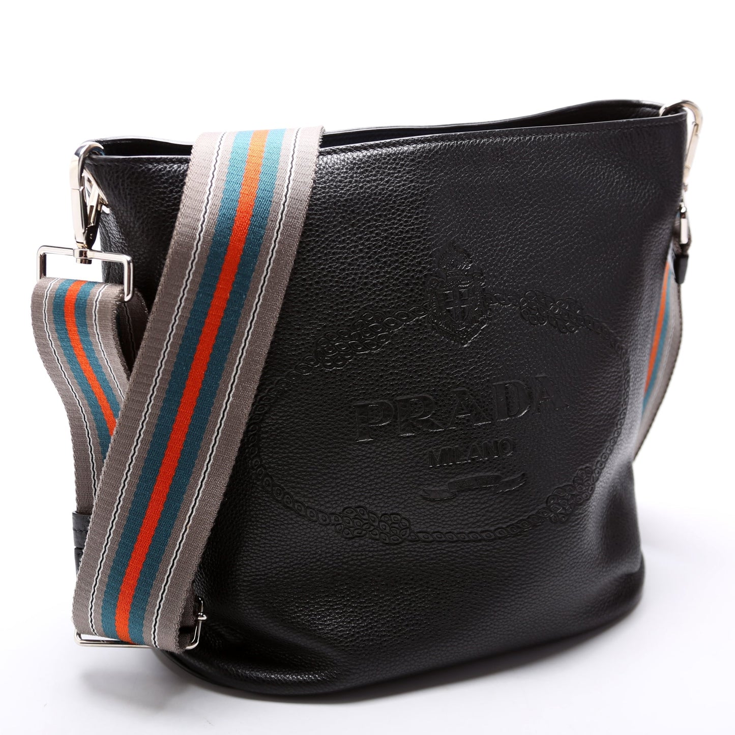 1BE057 Vitello Daino Phenix Bucket Bag Black