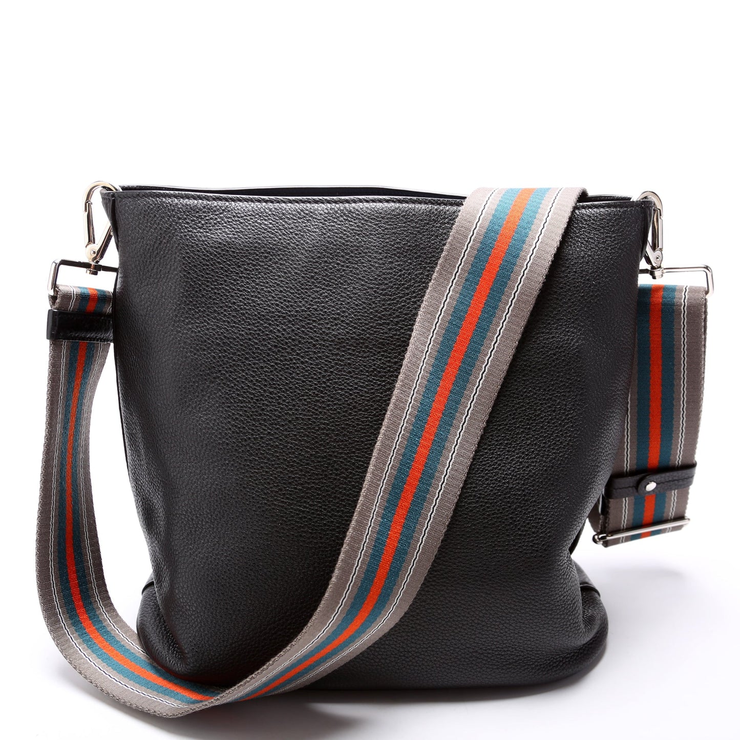 1BE057 Vitello Daino Phenix Bucket Bag Black