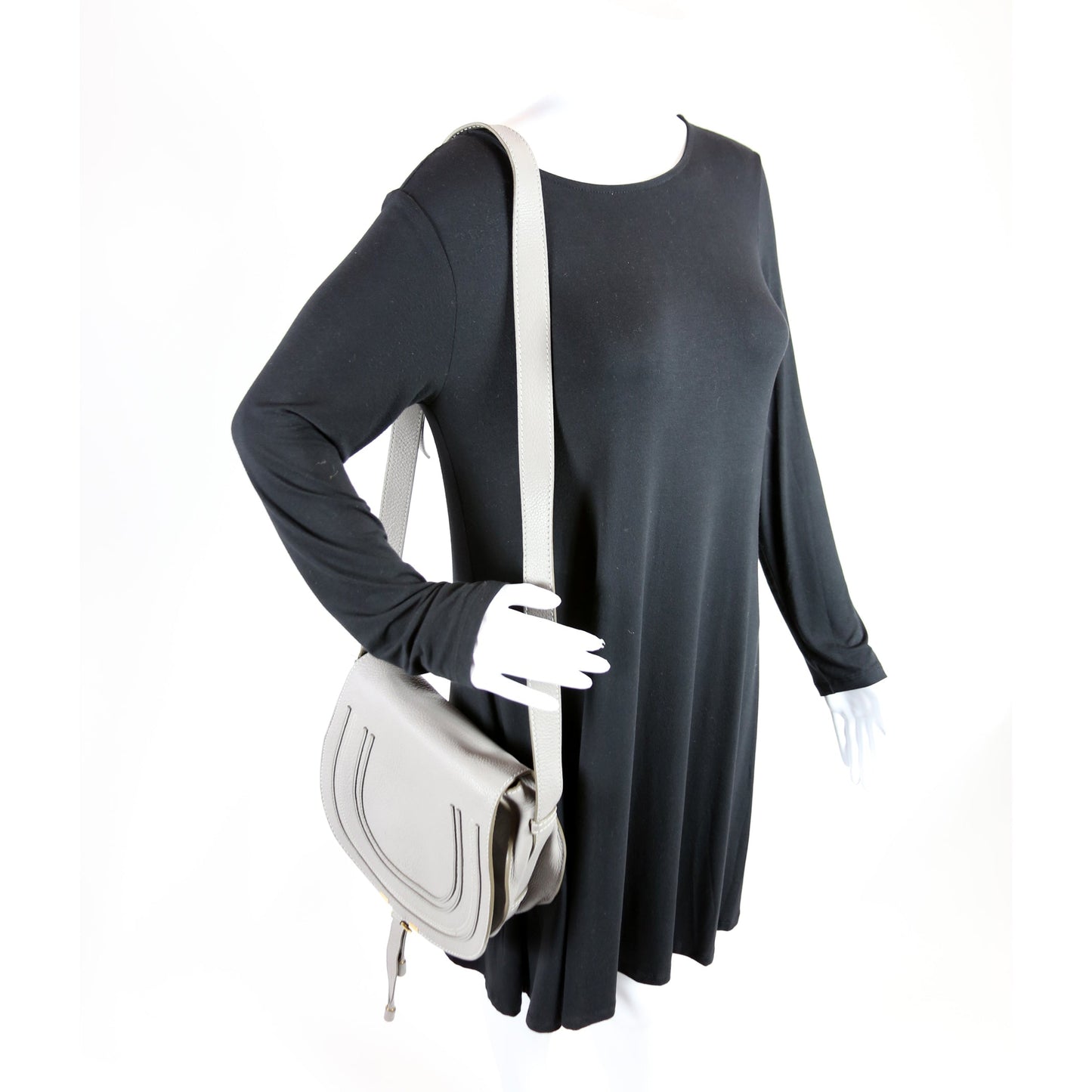 Marcie Saddle Bag Crossbody Medium Grey