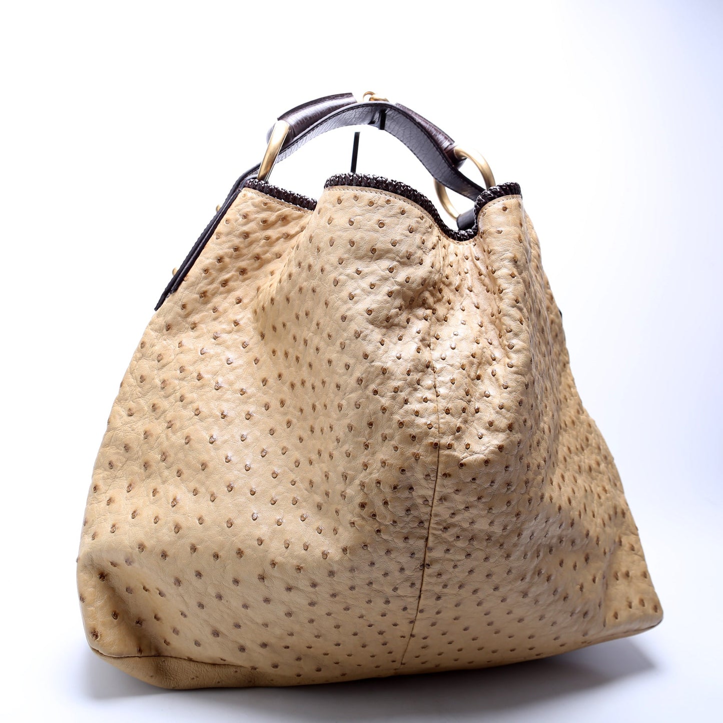 114900 Ostrich Horsebit Hobo Tan