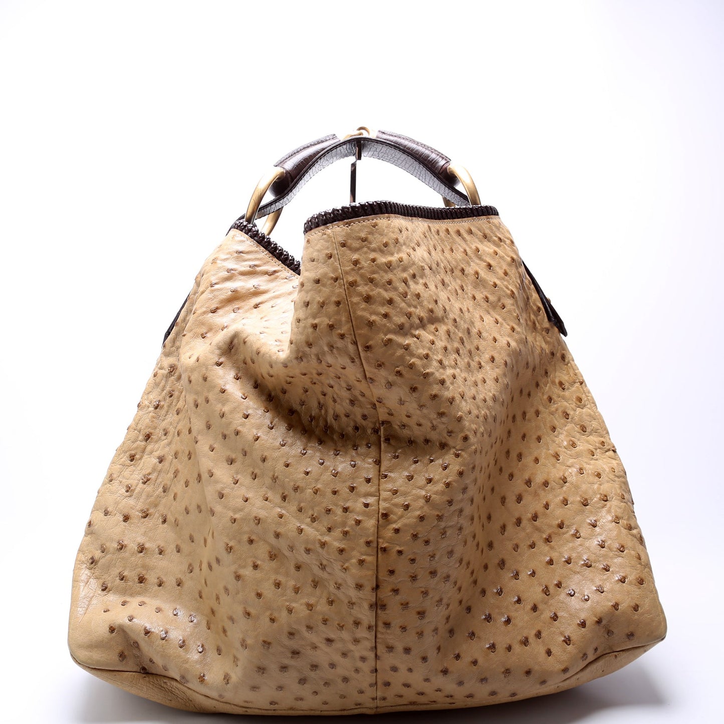 114900 Ostrich Horsebit Hobo Tan