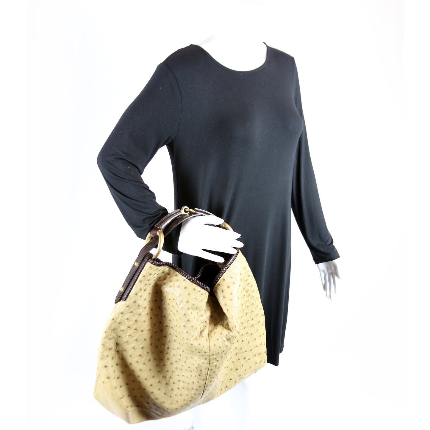 114900 Ostrich Horsebit Hobo Tan