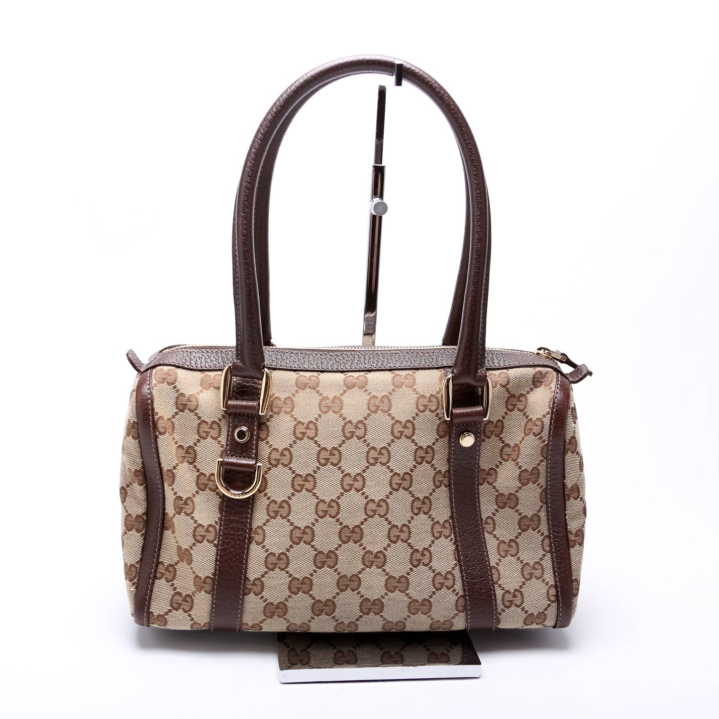 130942 GG Canvas Small Abbey Boston Bag Brown