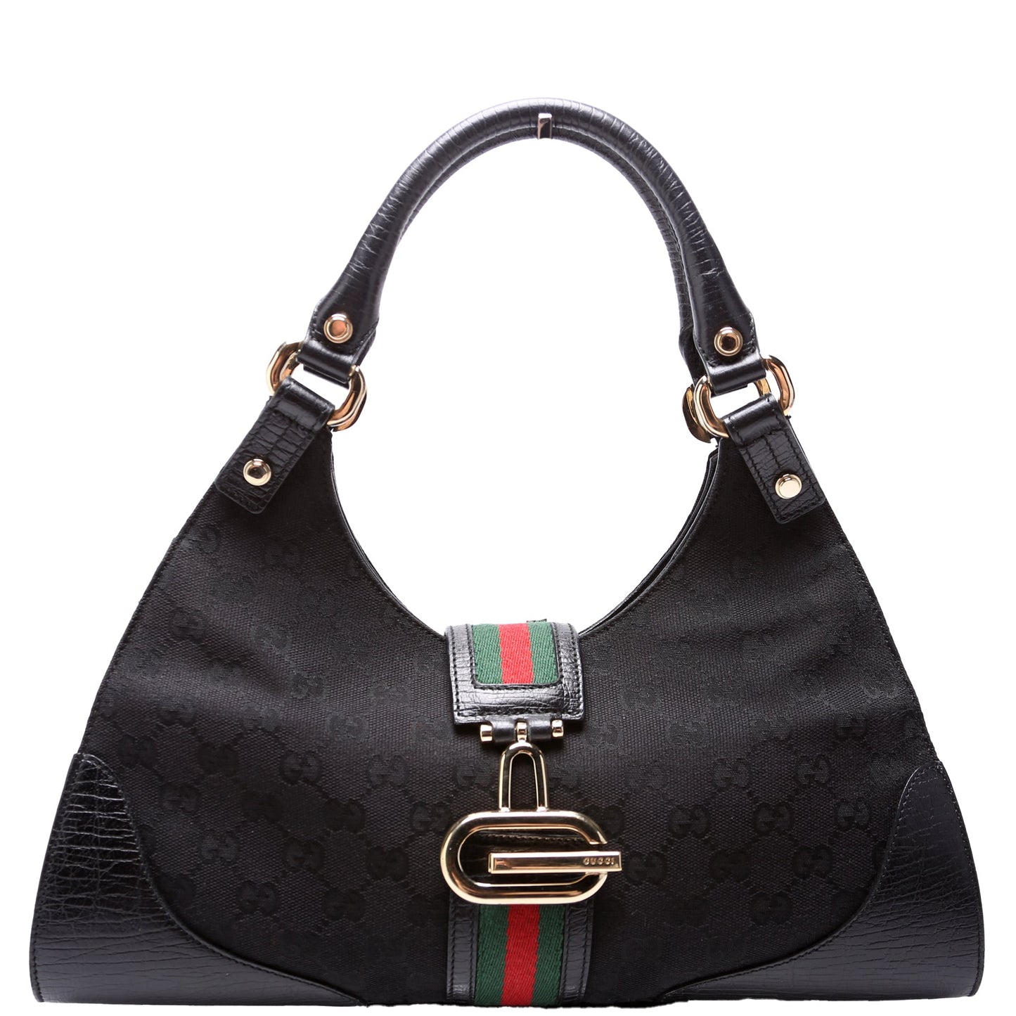 130995 GG Canvas Web Junco Shoulder Bag Black