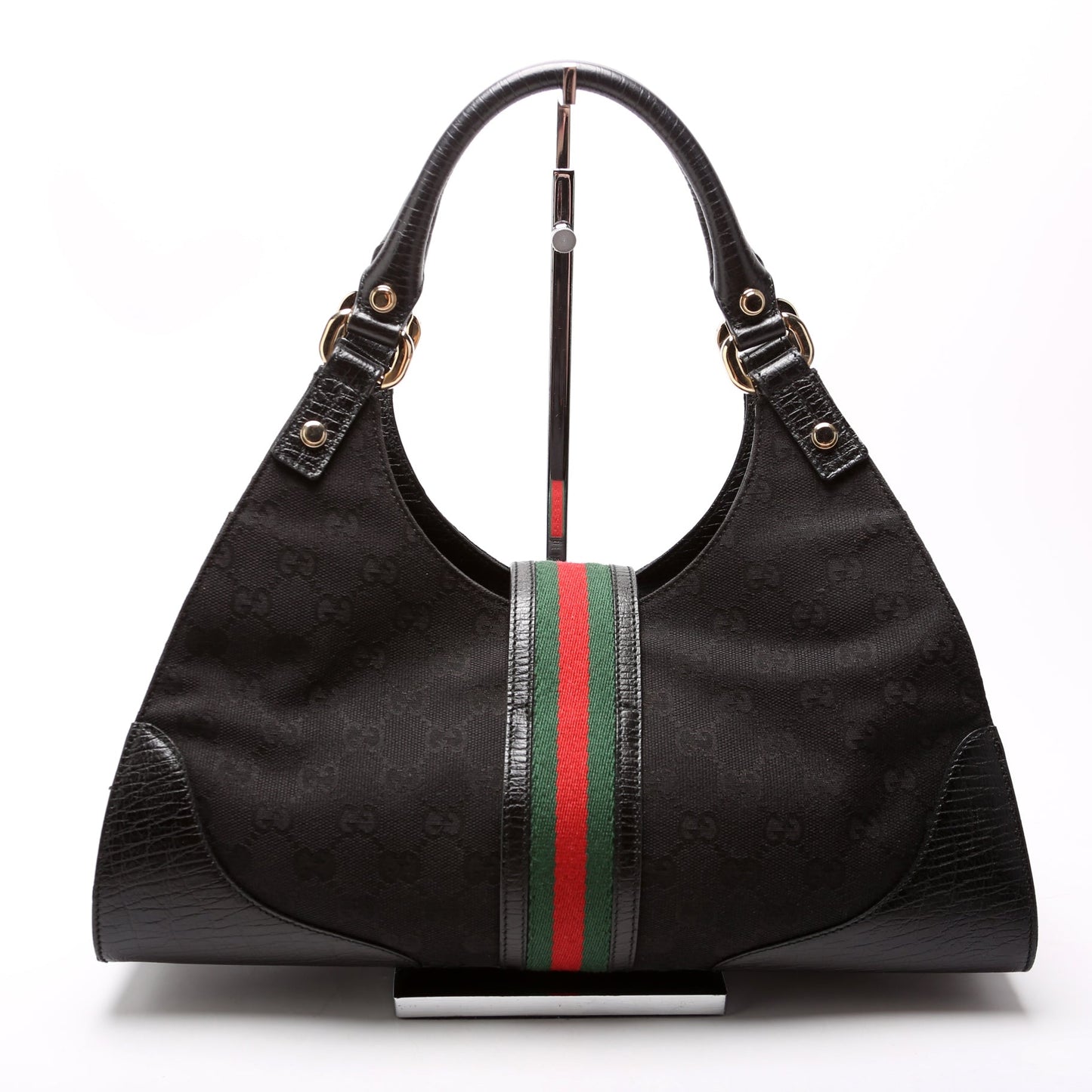 130995 GG Canvas Web Junco Shoulder Bag Black