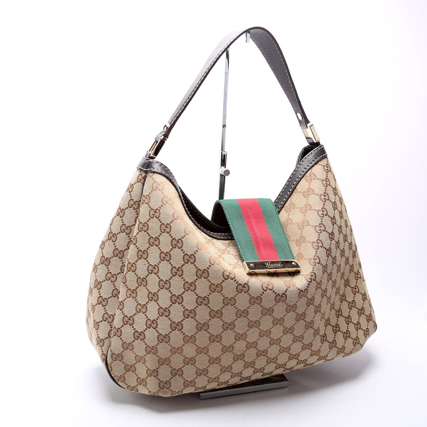 233604 GG Canvas New Ladies Web Large Hobo