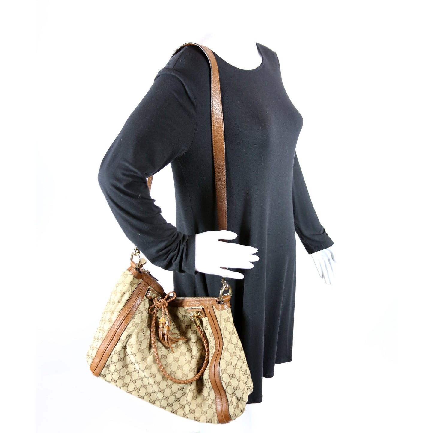 269946 GG Canvas Bella Top Handle Bag Brown