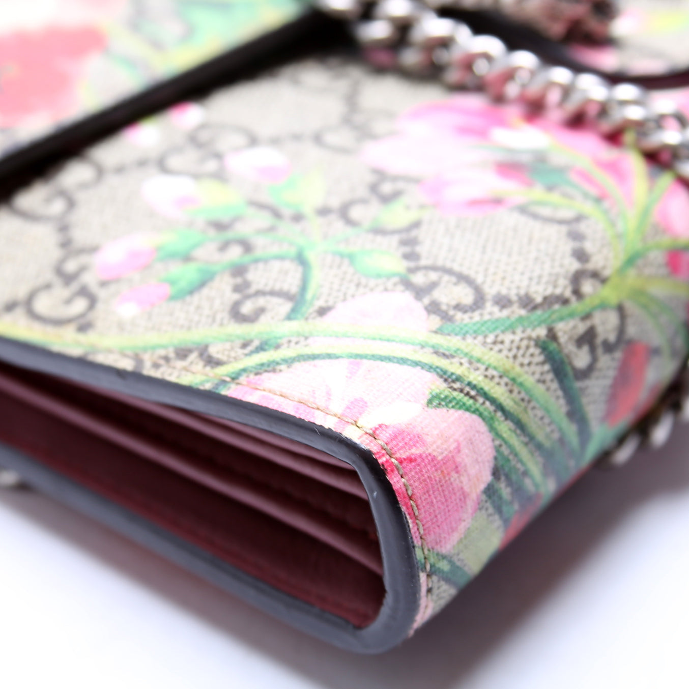 401231 Dionysus GG Blooms Mini Wallet Beige/Pink