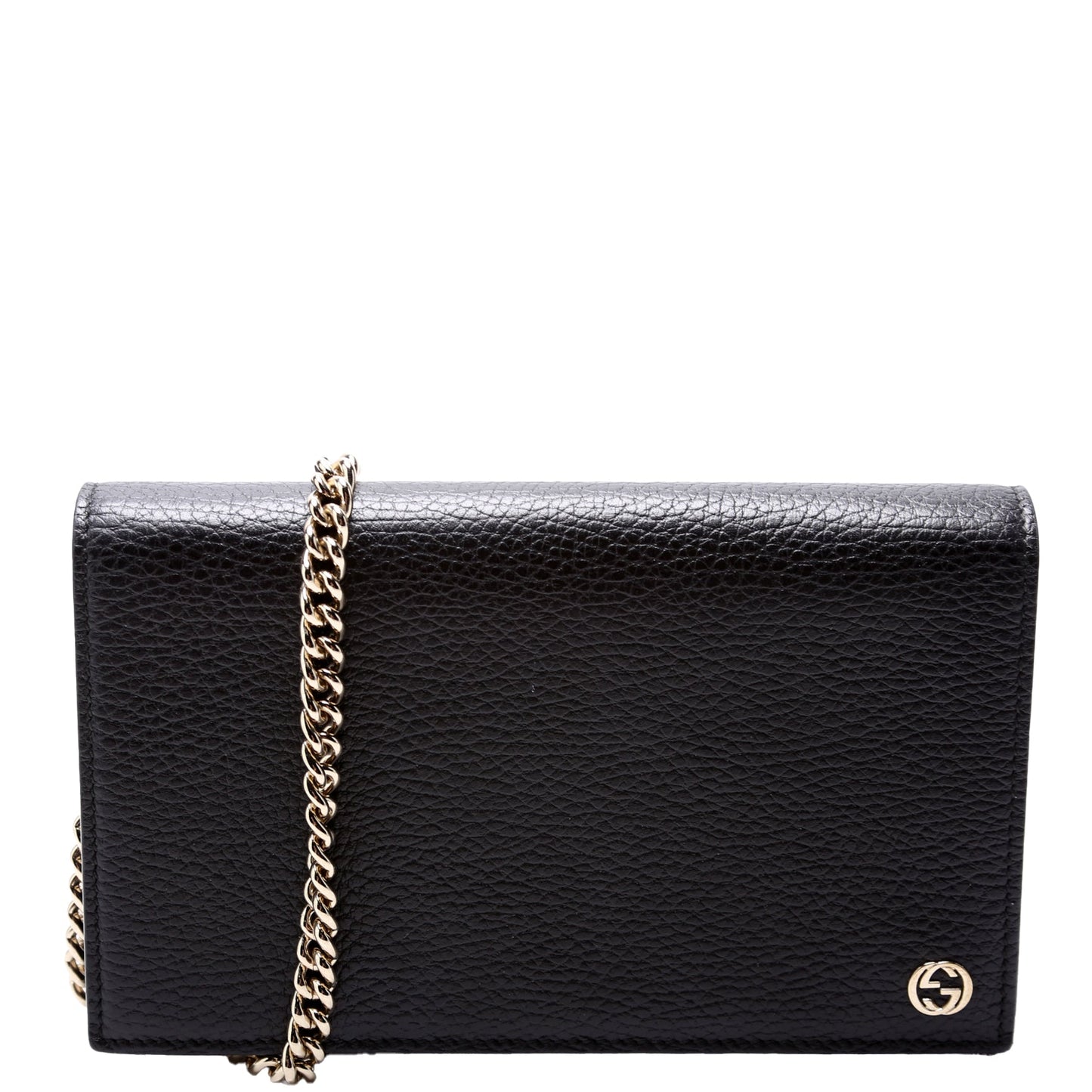 466506 Interlocking GG Chain Wallet Black