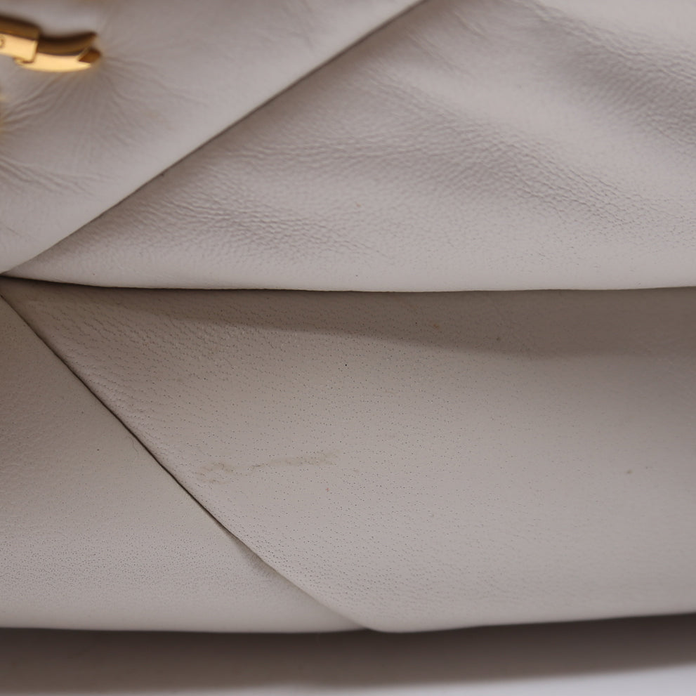 1BC157 Padded Quilted Nappa System Triangle Shoulder Bag White