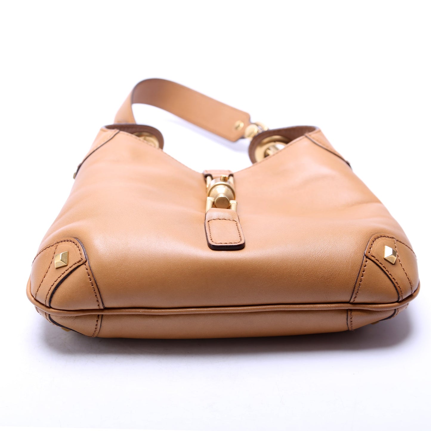 120885 Leather Jackie O Small Shoulder Bag Vintage Tan