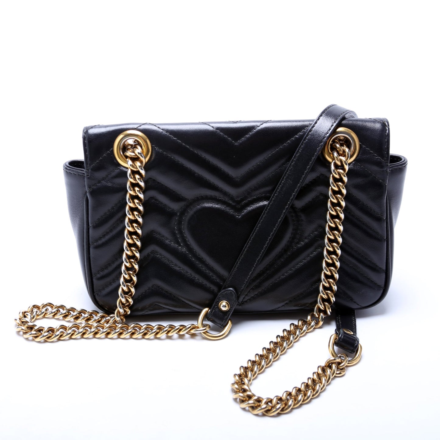 446744 Marmont Leather Shoulder Flap Mini Black