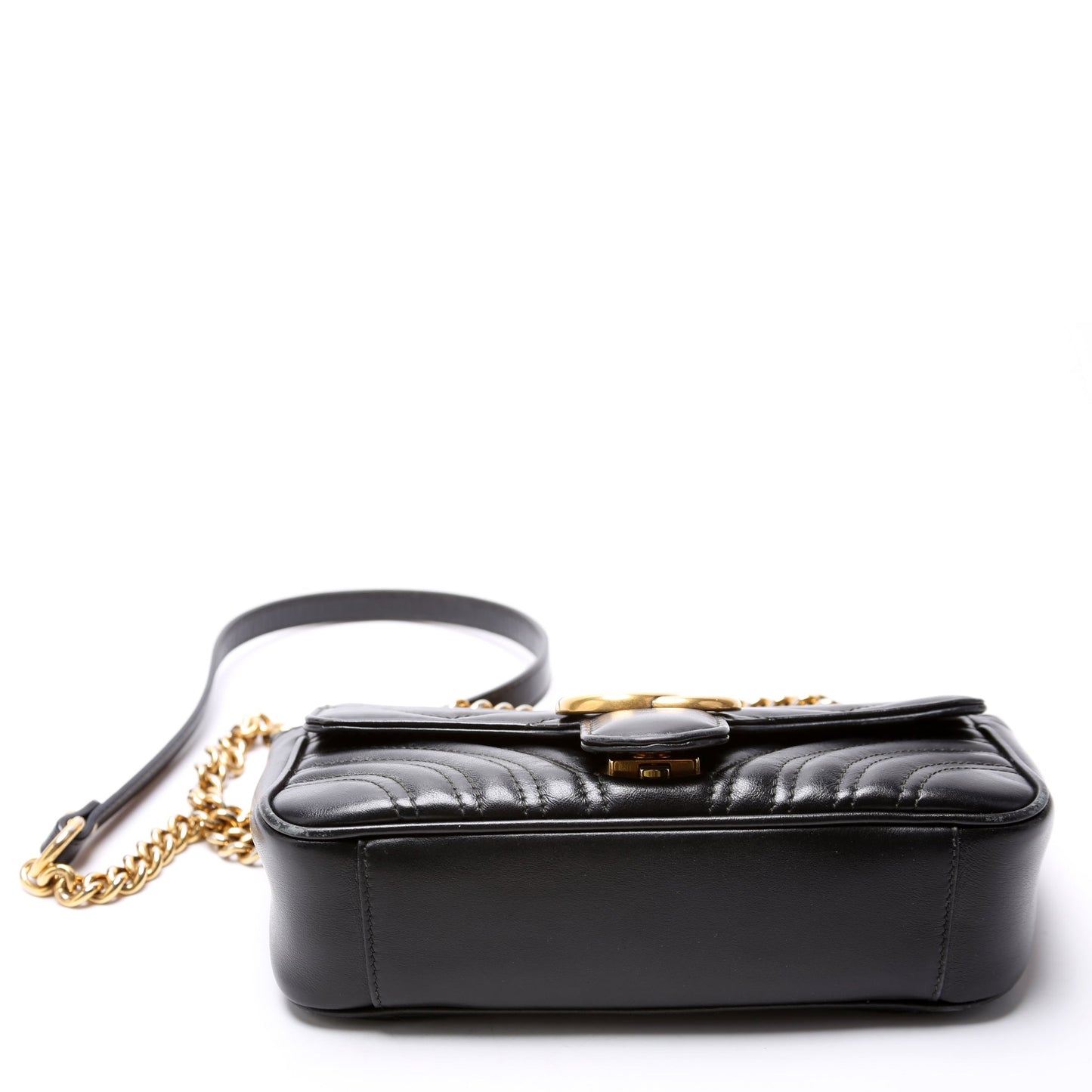 446744 Marmont Leather Shoulder Flap Mini Black