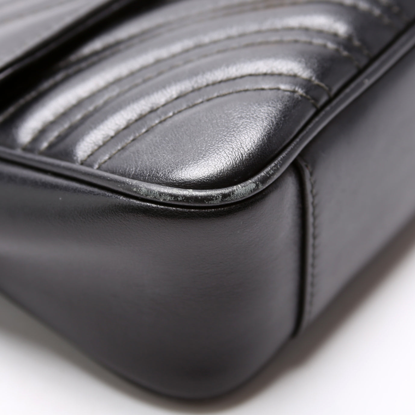 446744 Marmont Leather Shoulder Flap Mini Black