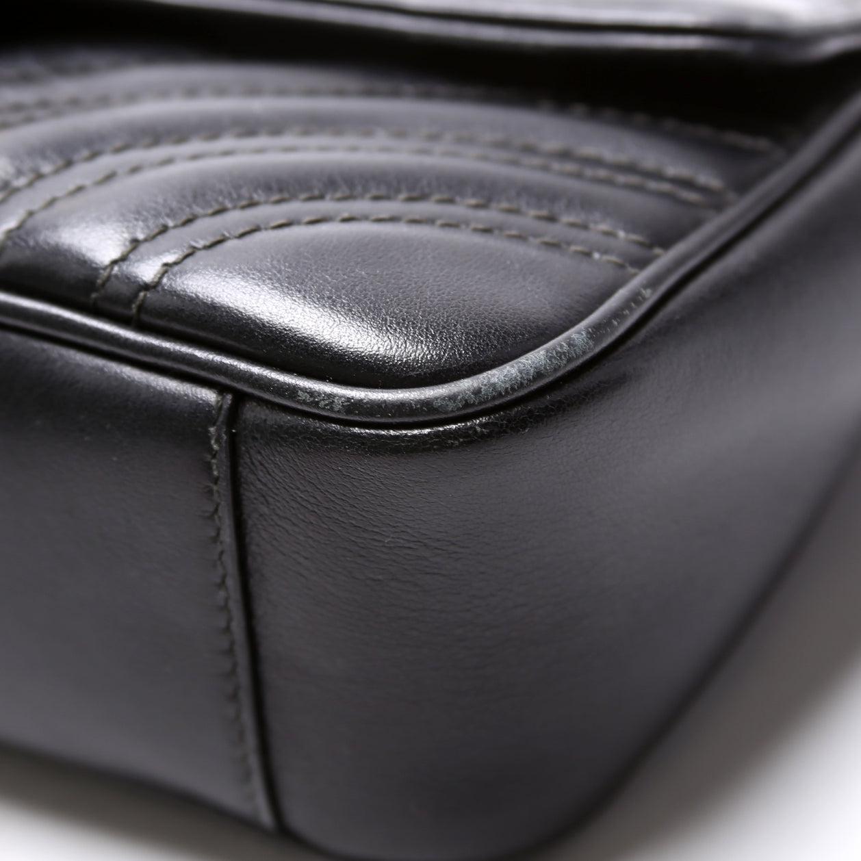 446744 Marmont Leather Shoulder Flap Mini Black
