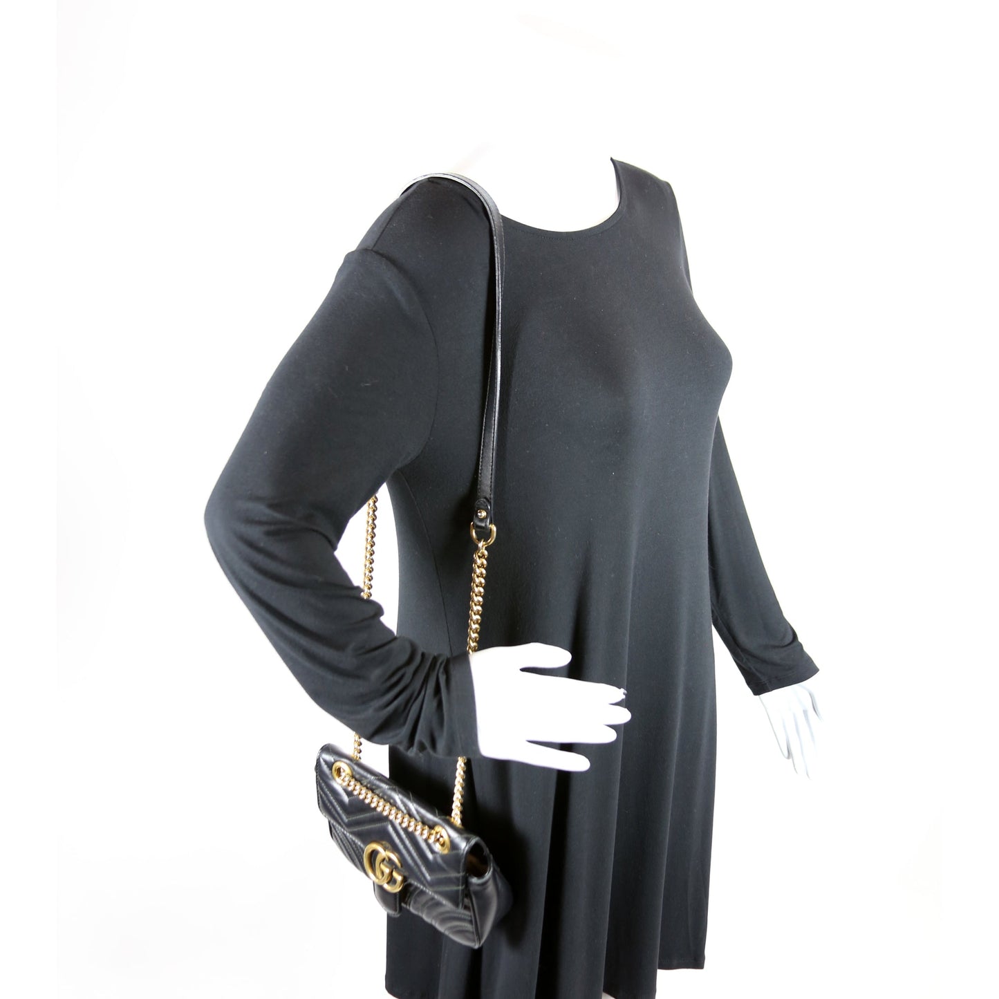 446744 Marmont Leather Shoulder Flap Mini Black