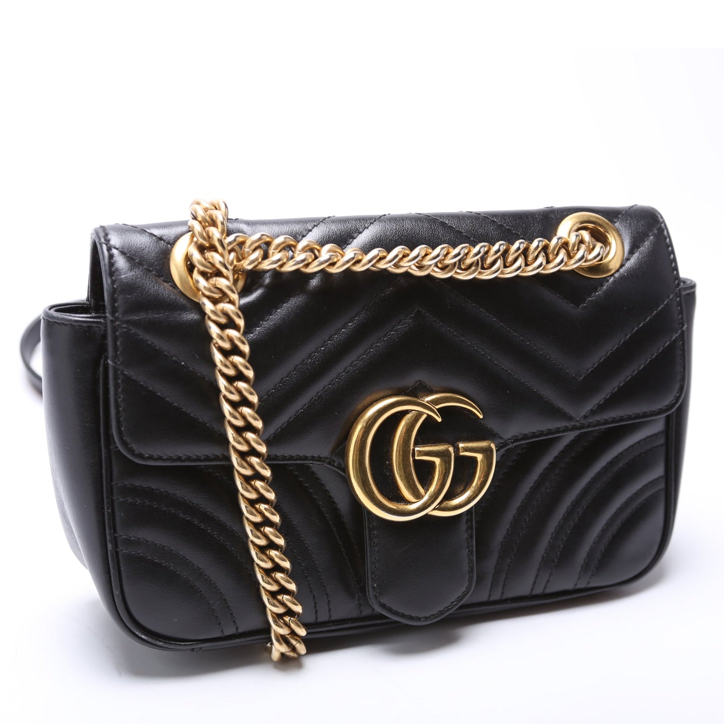 446744 Marmont Leather Shoulder Mini Flap Black