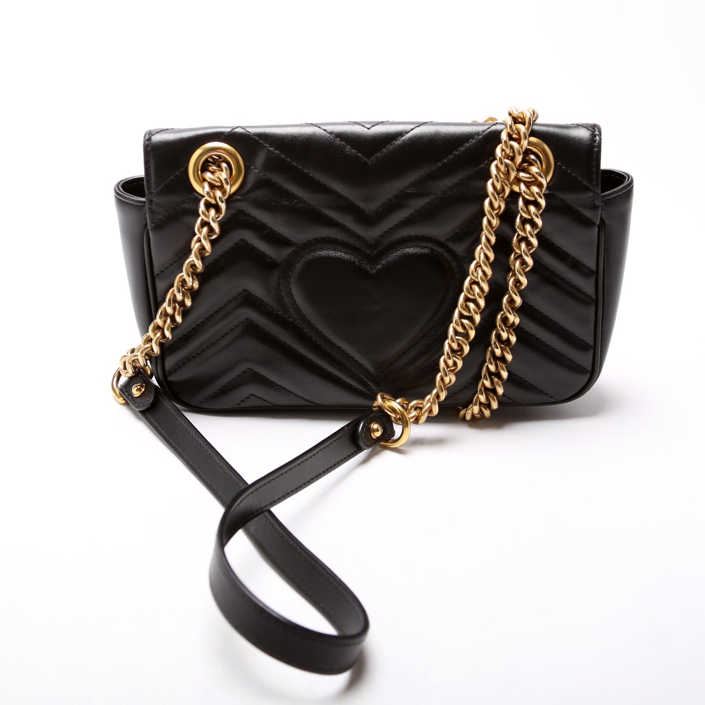 446744 Marmont Leather Shoulder Mini Flap Black