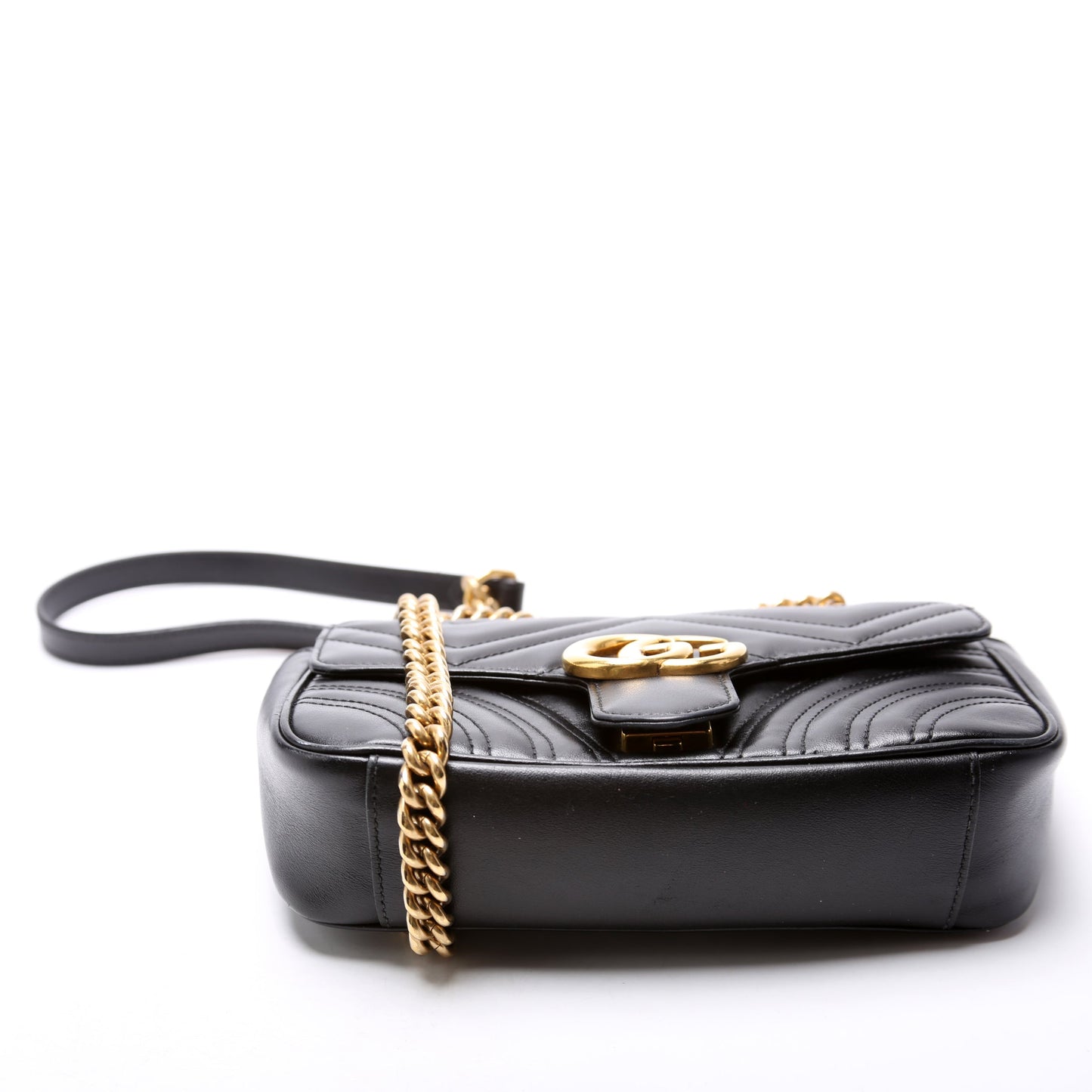 446744 Marmont Leather Shoulder Mini Flap Black