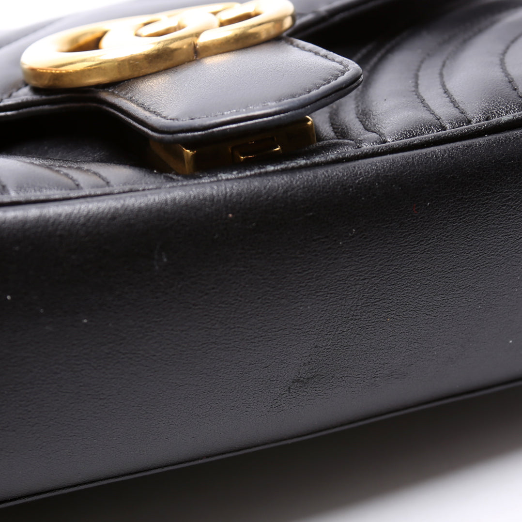 446744 Marmont Leather Shoulder Mini Flap Black