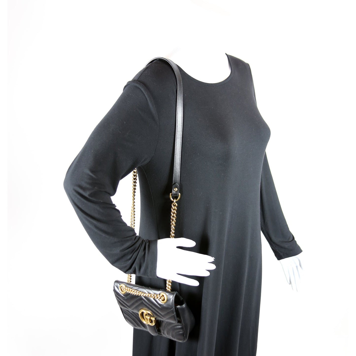 446744 Marmont Leather Shoulder Mini Flap Black