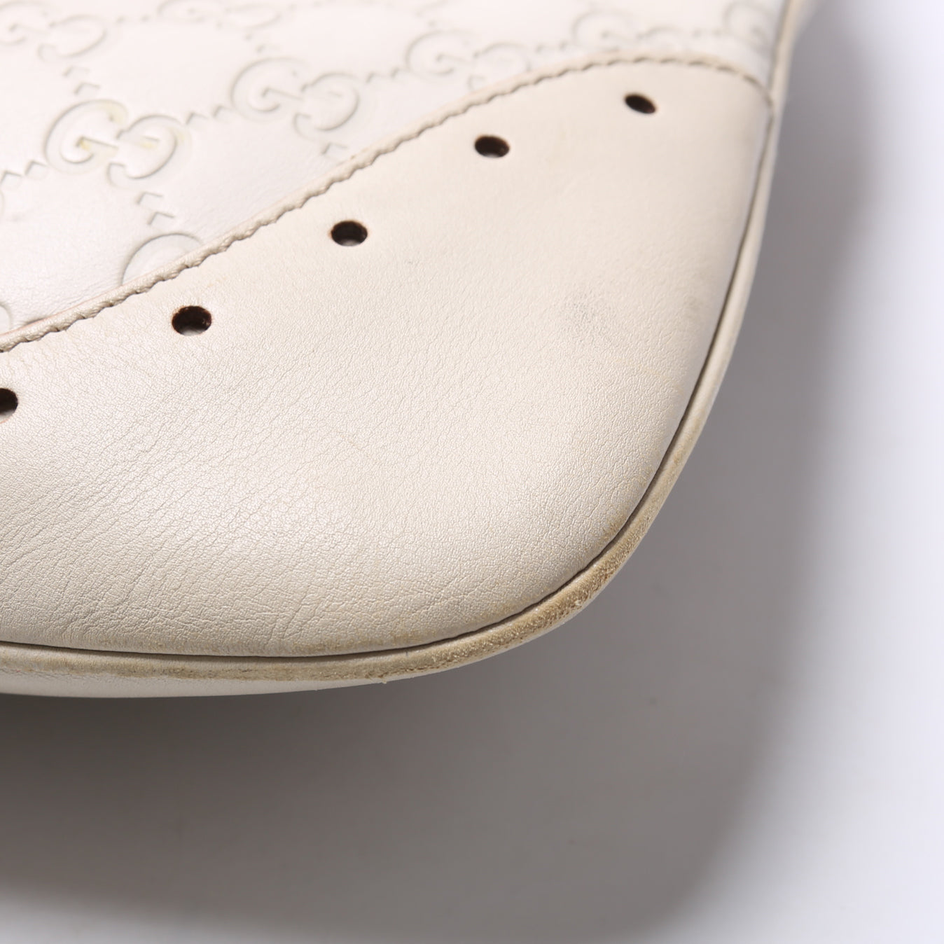145778 Guccissima Leather Punch Hobo Cream