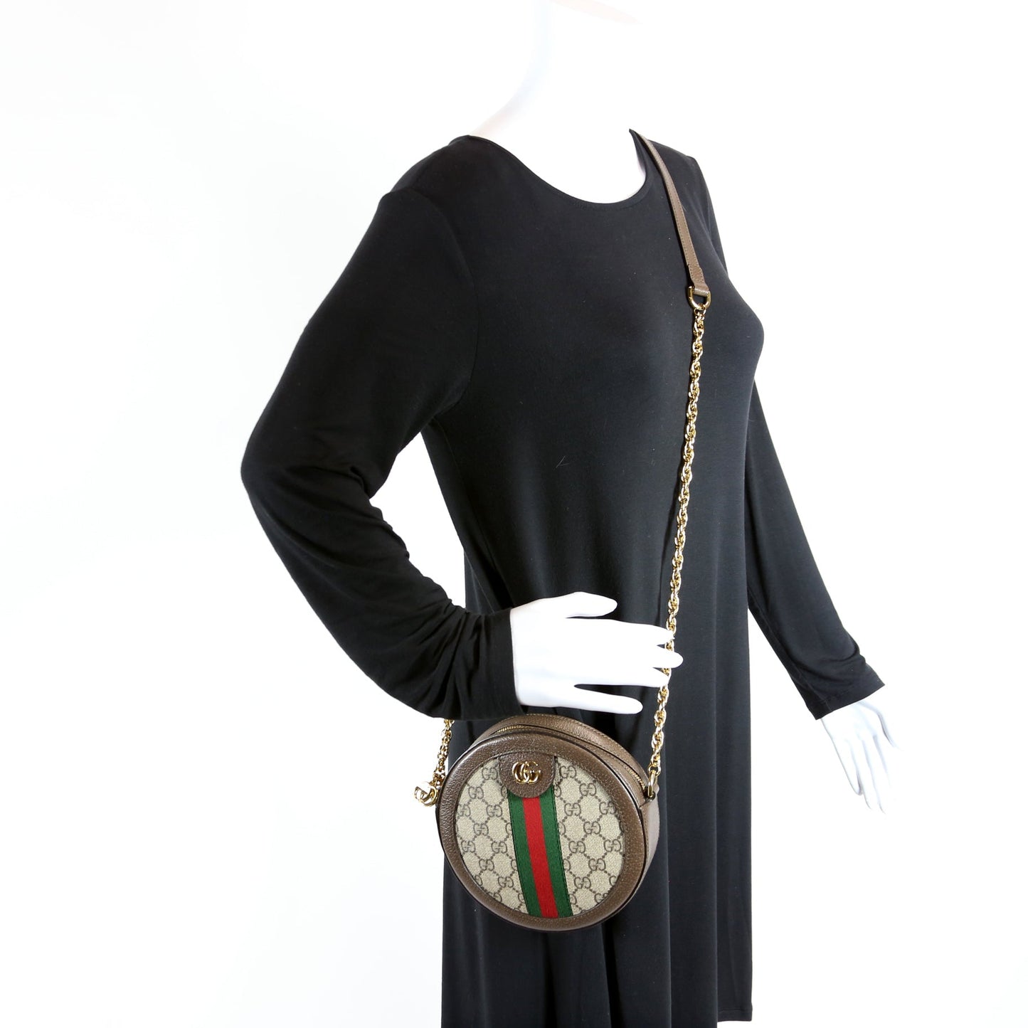 550618 Ophidia Leather Round Small Crossbody