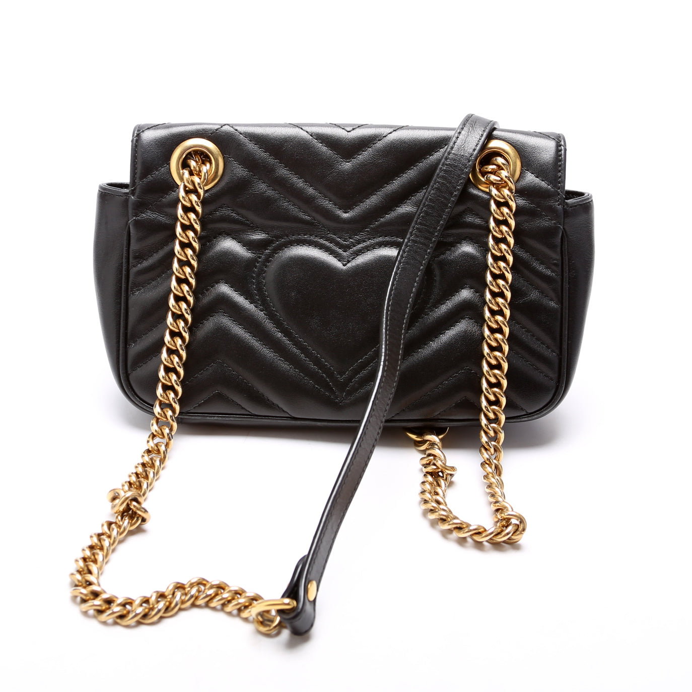 446744 Marmont Leather Shoulder Mini Flap Black