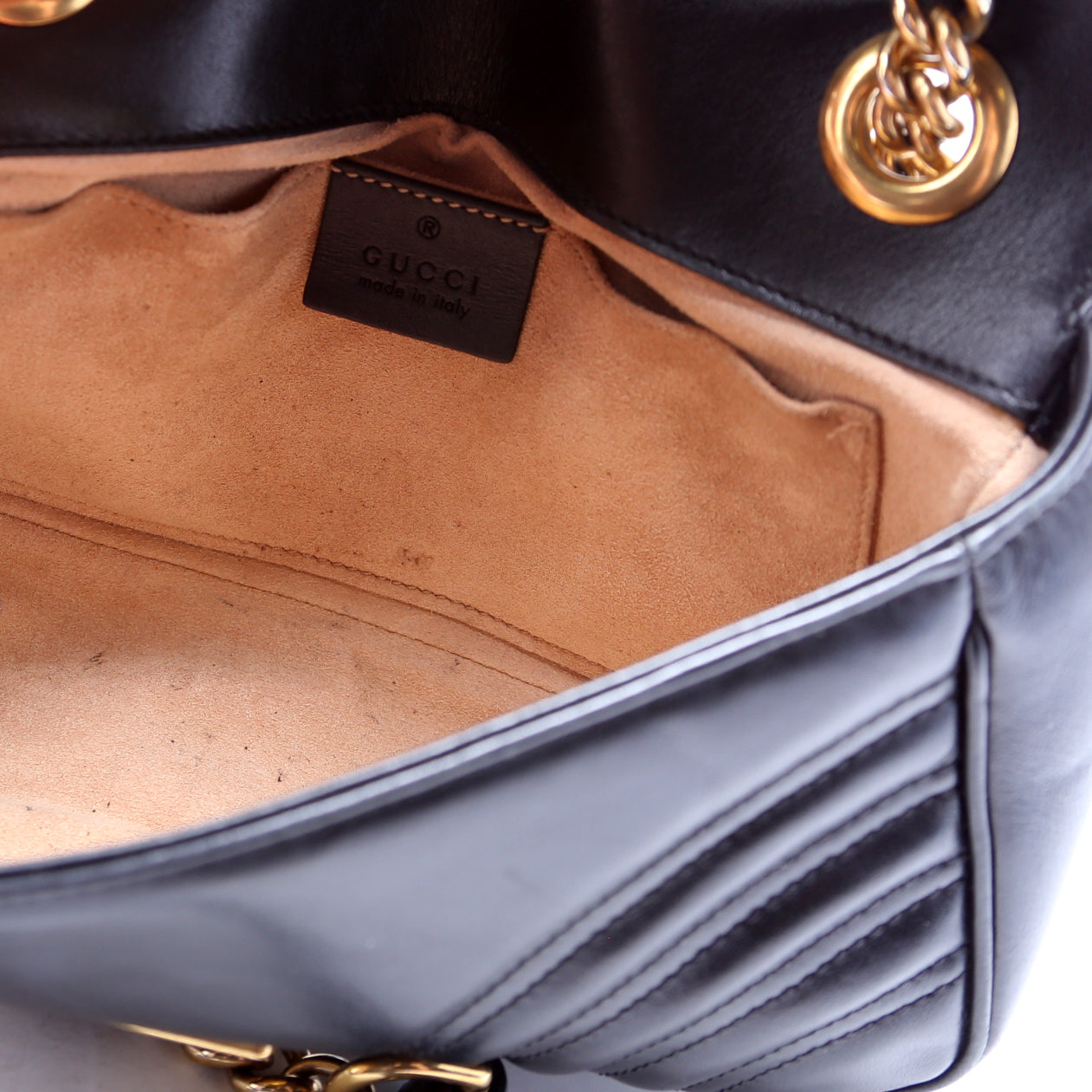 446744 Marmont Leather Shoulder Mini Flap Black