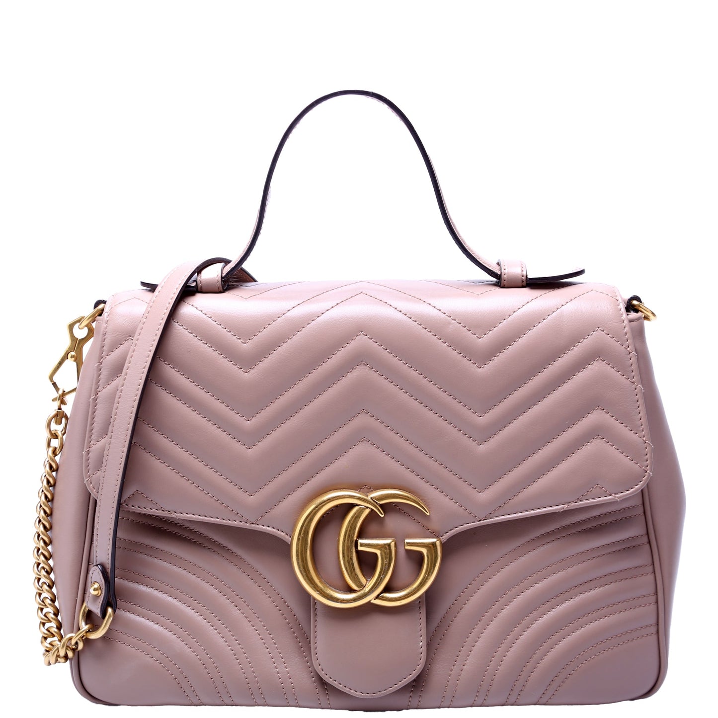 498109 Marmont Top Handle Medium Tan