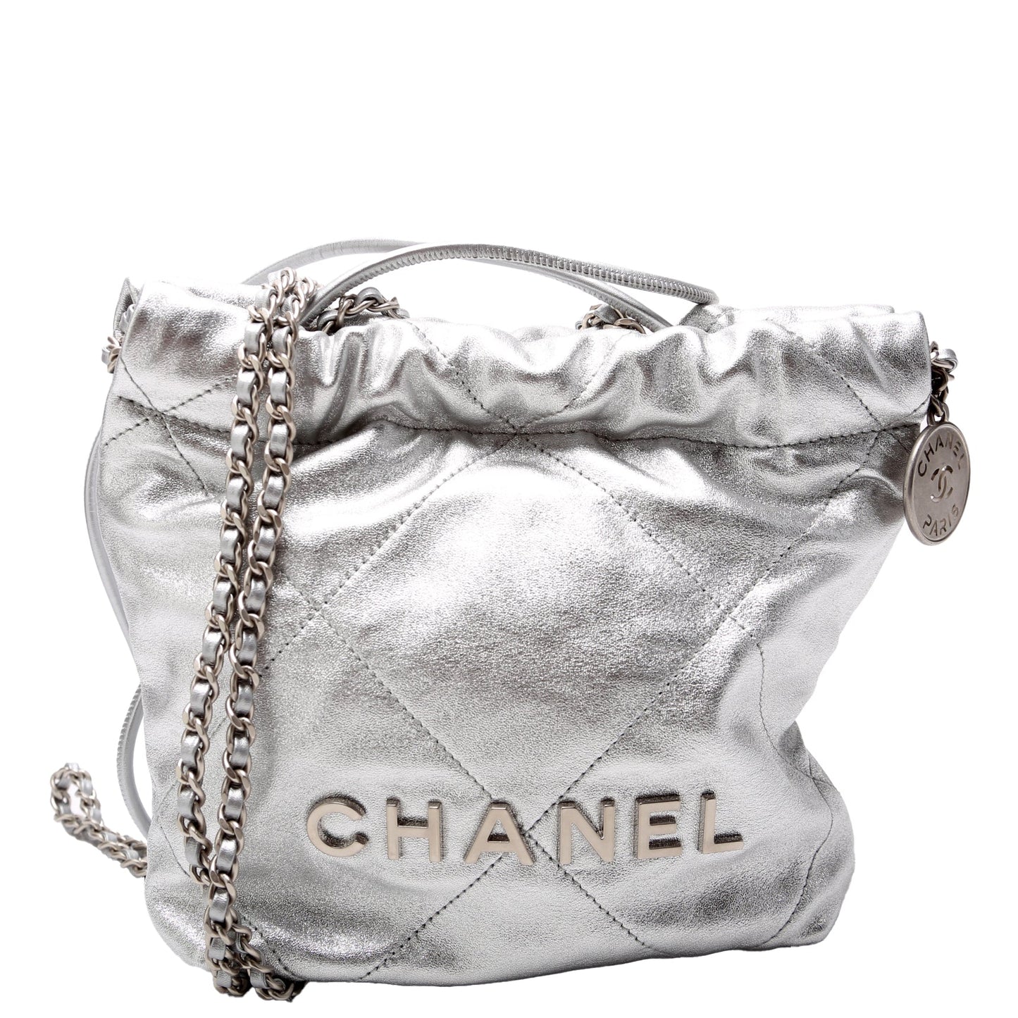 Chanel 22 Mini Metallic Calfskin RFID Silver