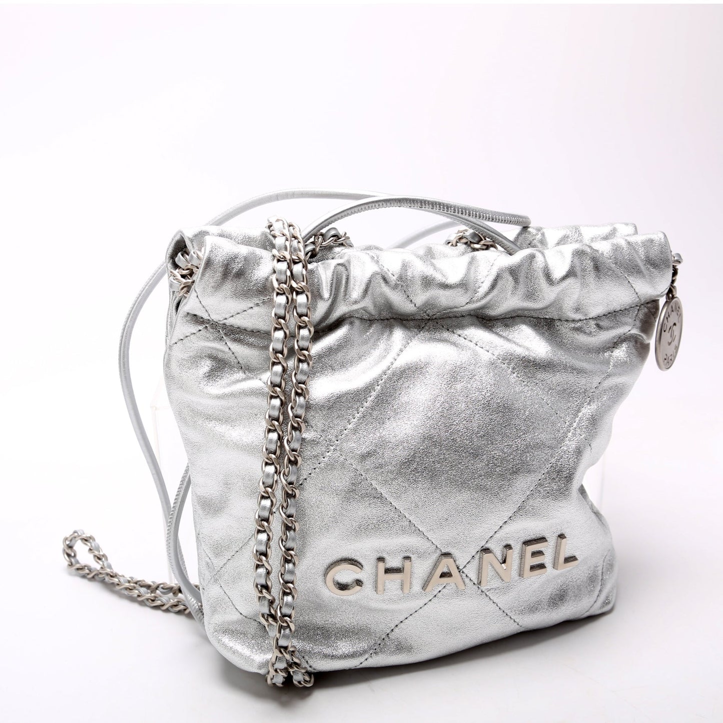 Chanel 22 Mini Metallic Calfskin RFID Silver