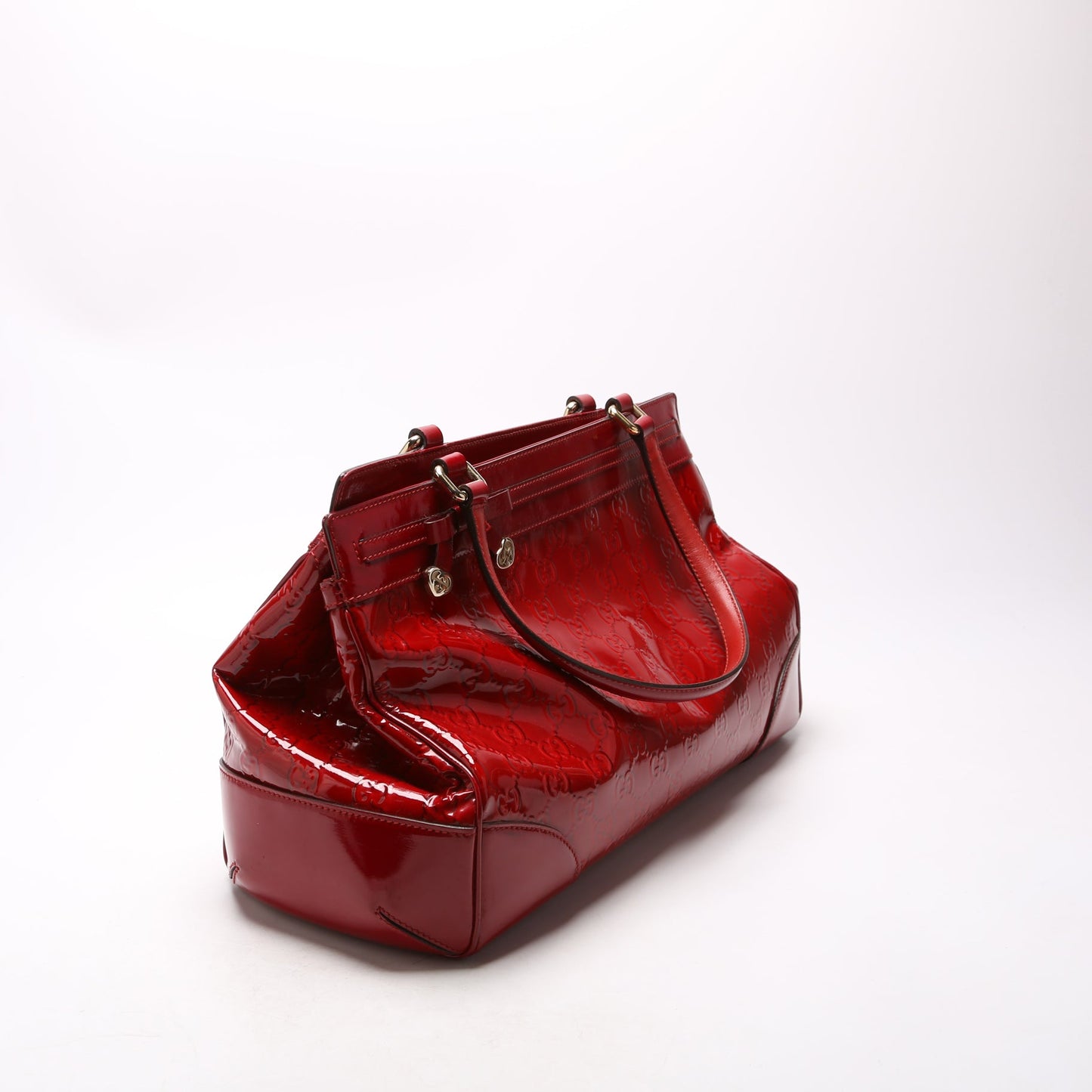 257612 Patent Guccissima Mayfair Tote Medium Red