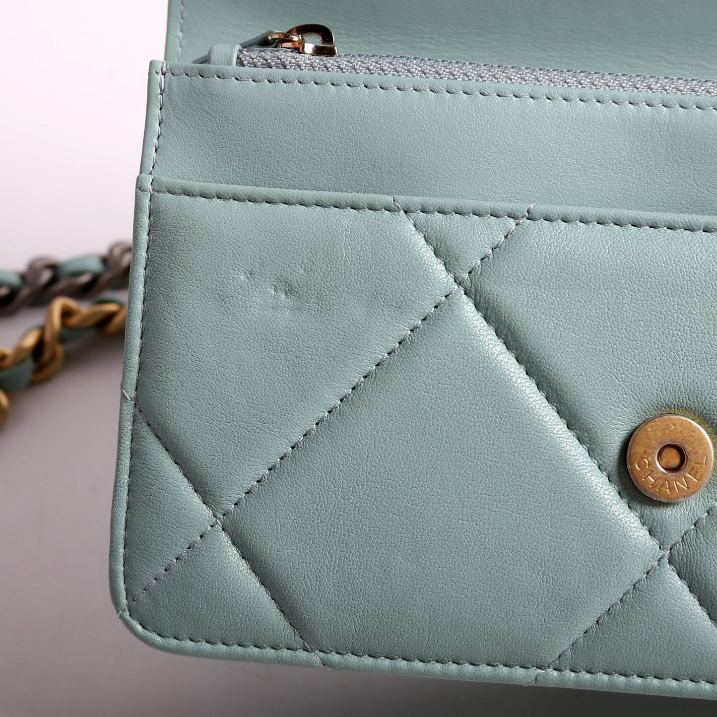 Chanel 19 WOC Quilted Lambskin 29M Blue