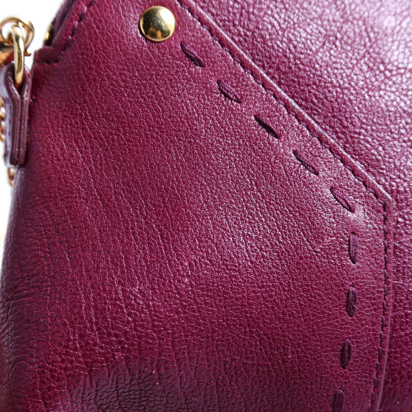 291201 Mini Muse Chain Bag Calfskin Berry