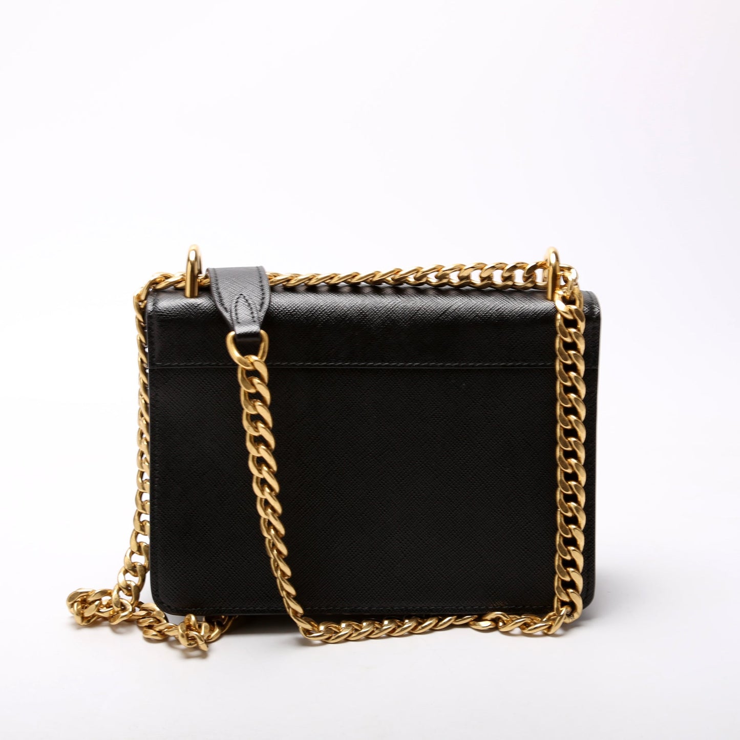1BD133 Saffiano Chain Crossbody Black