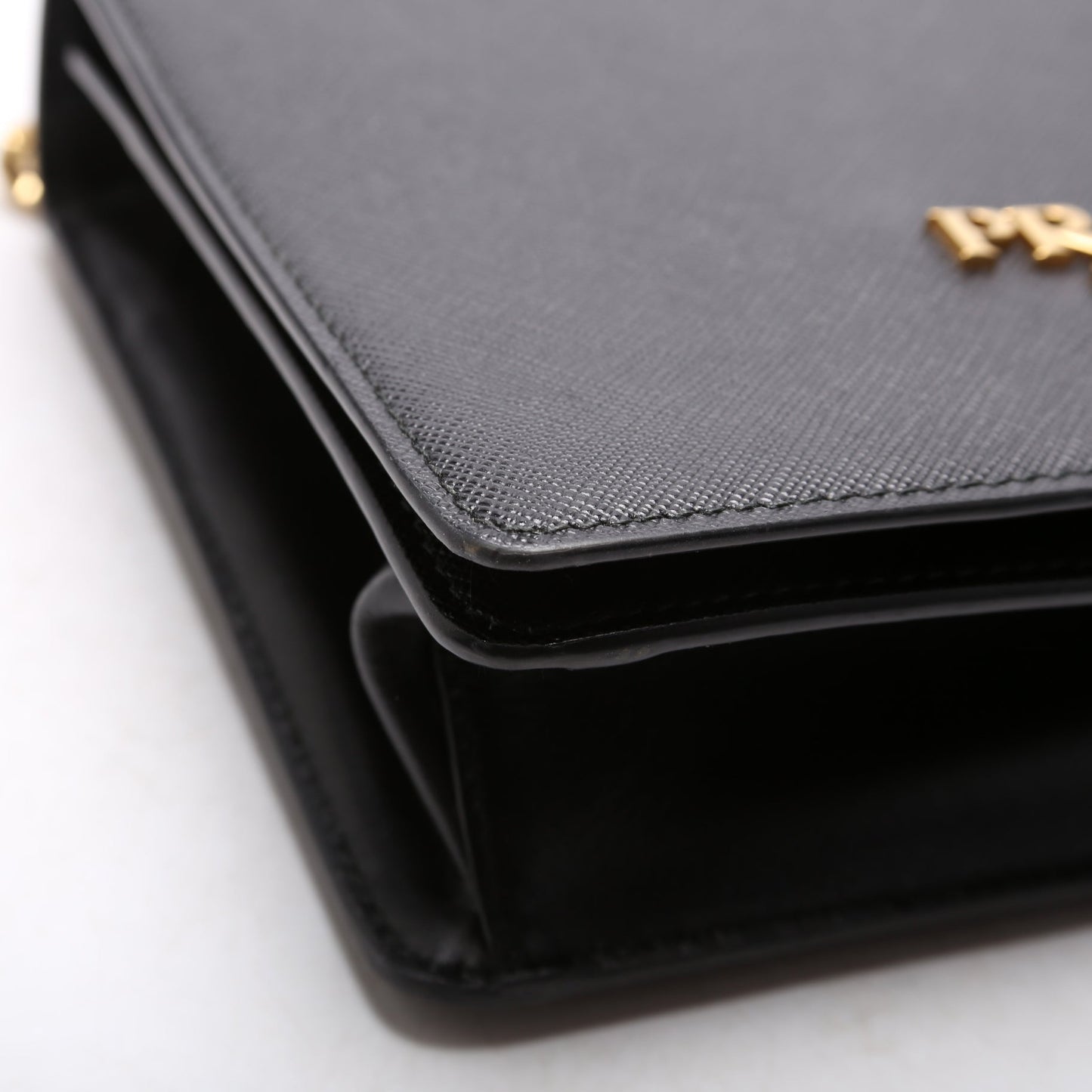 1BD133 Saffiano Chain Crossbody Black