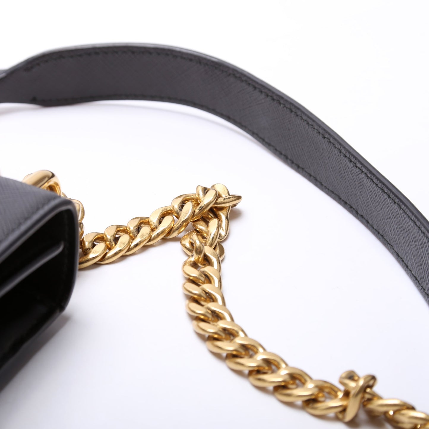 1BD133 Saffiano Chain Crossbody Black