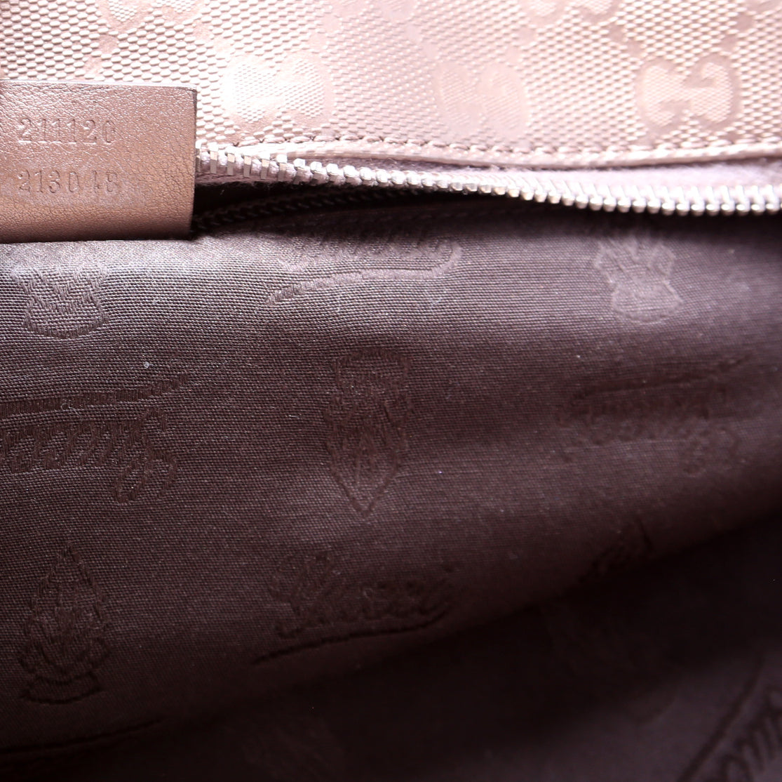 211137 GG Imprime Medium Zip Tote Bronze