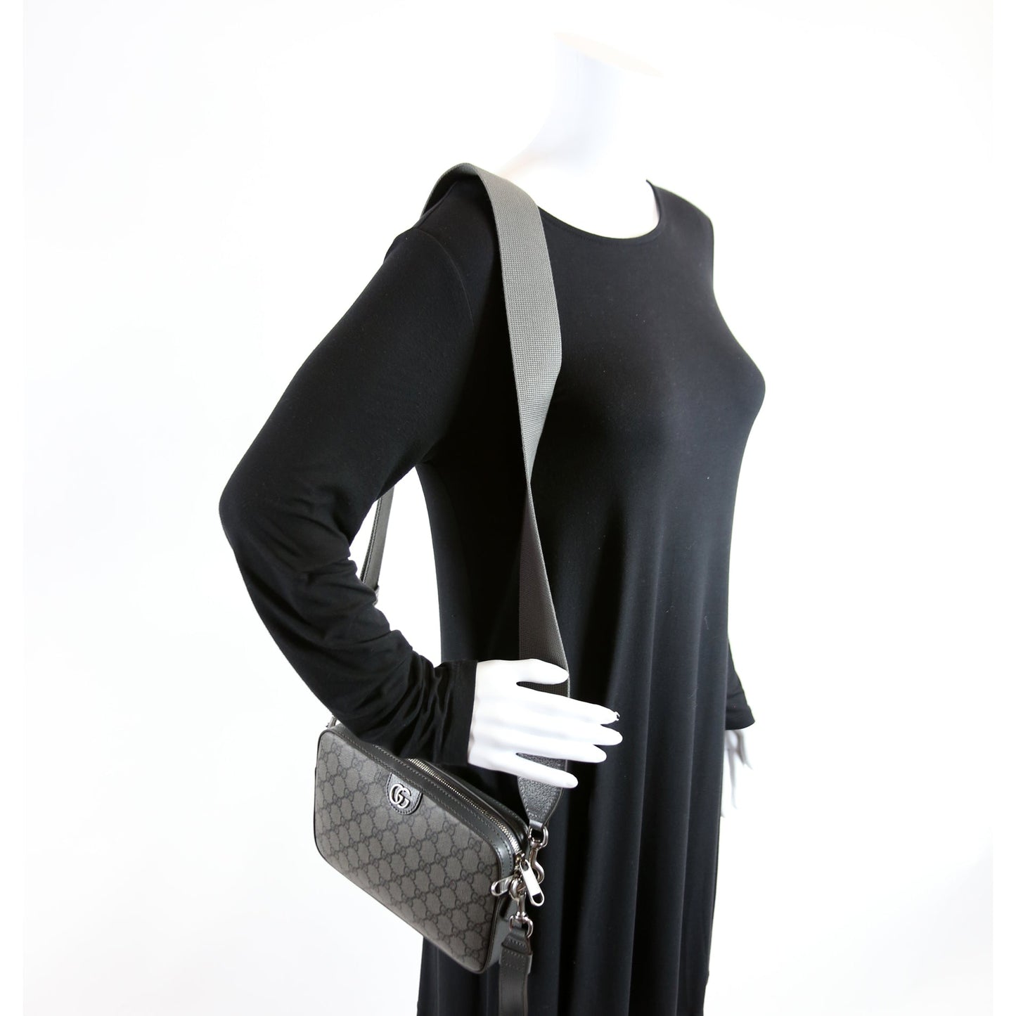 699439 GG Supreme Ophidia Small Wristlet Crossbody Grey